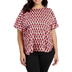 Plus Printed Satin Blouse
