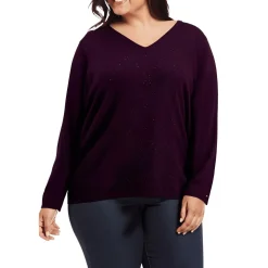 Plus Rhinestone Cotton Pullover Top