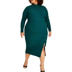 Plus Ribbed Bodycon Midi Dress