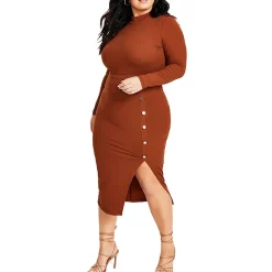 Plus Ribbed Bodycon Midi Dress