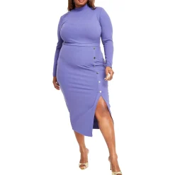 Plus Ribbed Bodycon Midi Dress