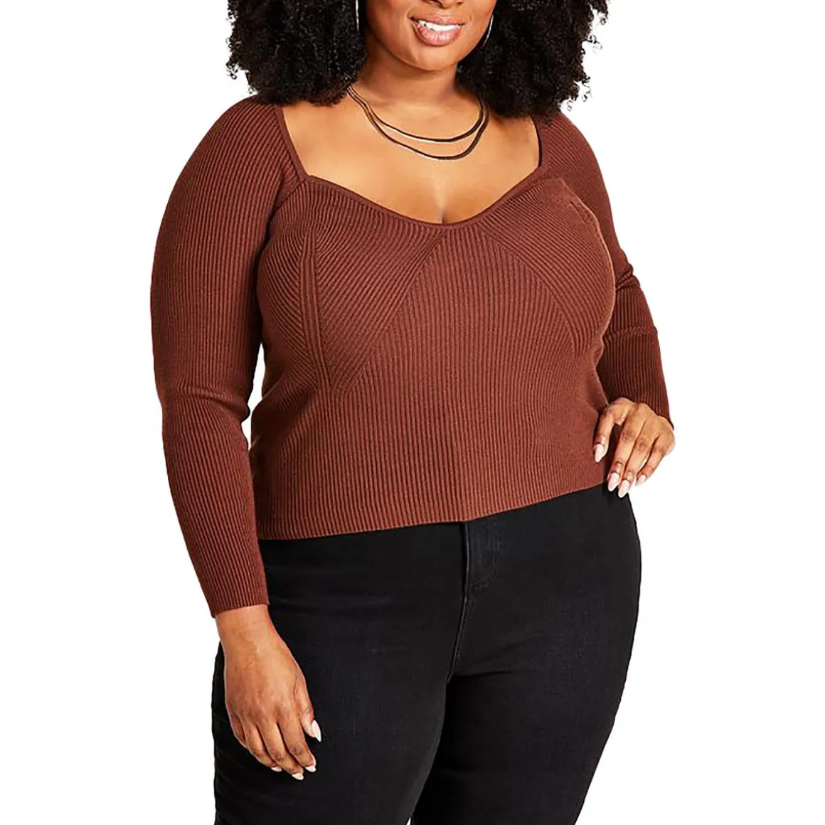 Plus Ribbed Rayon Pullover Sweater