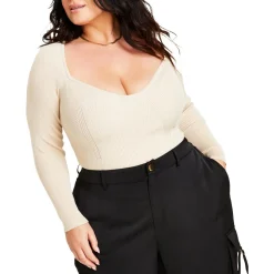 Plus Ribbed Rayon Pullover Sweater