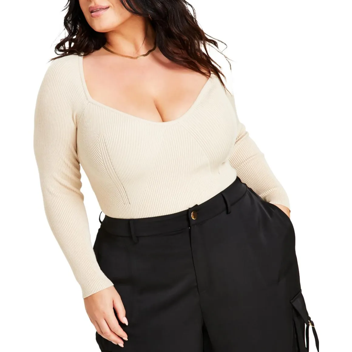 Plus Ribbed Rayon Pullover Sweater