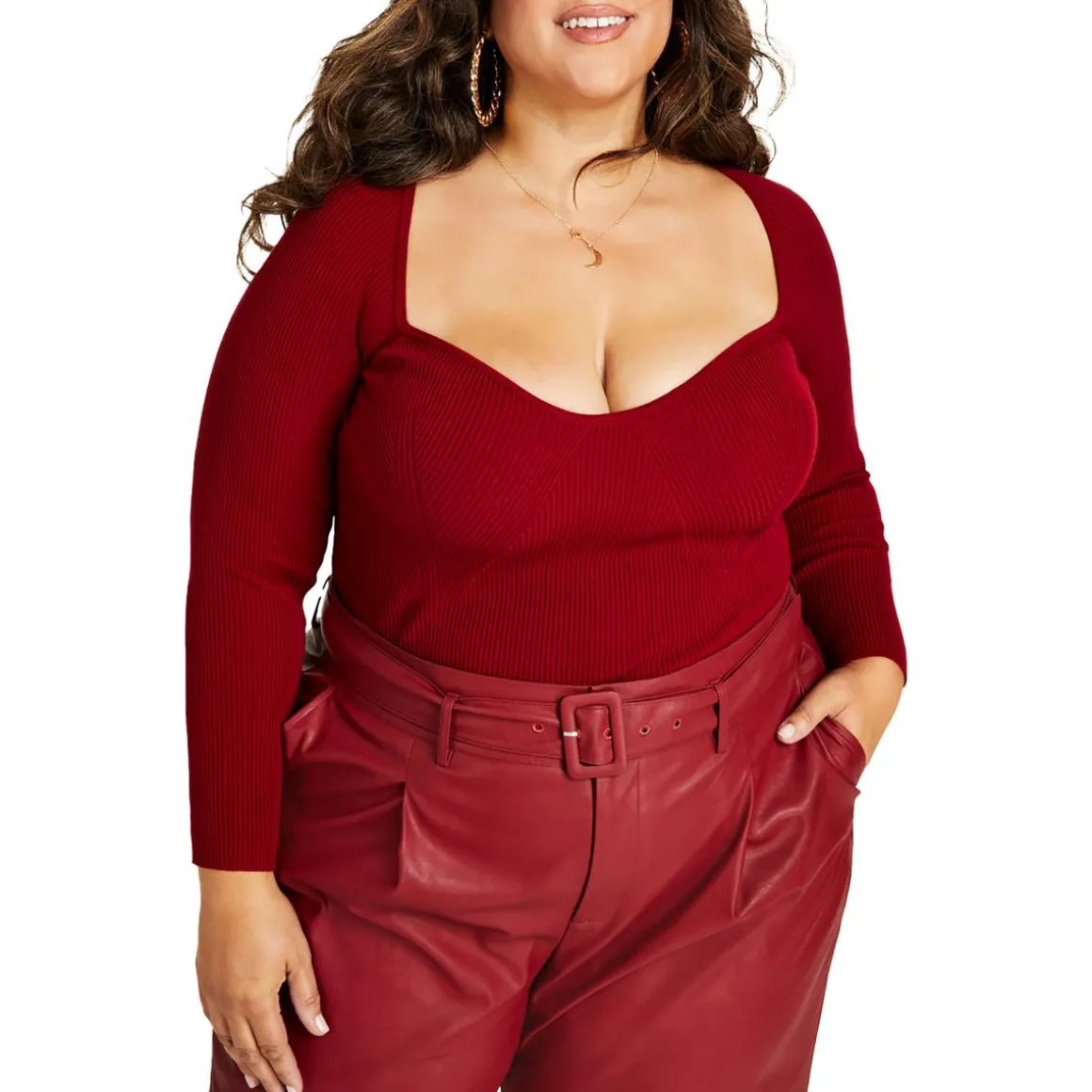 Plus Ribbed Rayon Pullover Sweater