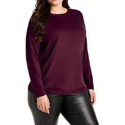 Plus Ribbed Trim Knit Pullover Sweater