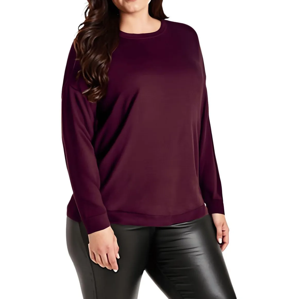 Plus Ribbed Trim Knit Pullover Sweater