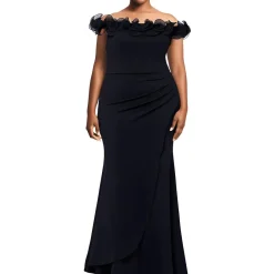 Plus Ruffled Evening Dress