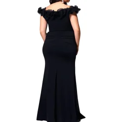 Plus Ruffled Evening Dress