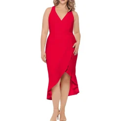 Plus Ruffled Calf Midi Dress