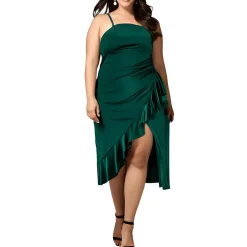 Plus Ruffled Long Cocktail And Party Dress