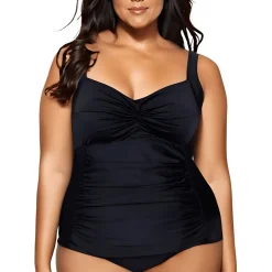 Plus Sasha Tankini Ruched Nylon Tankini Swim Top