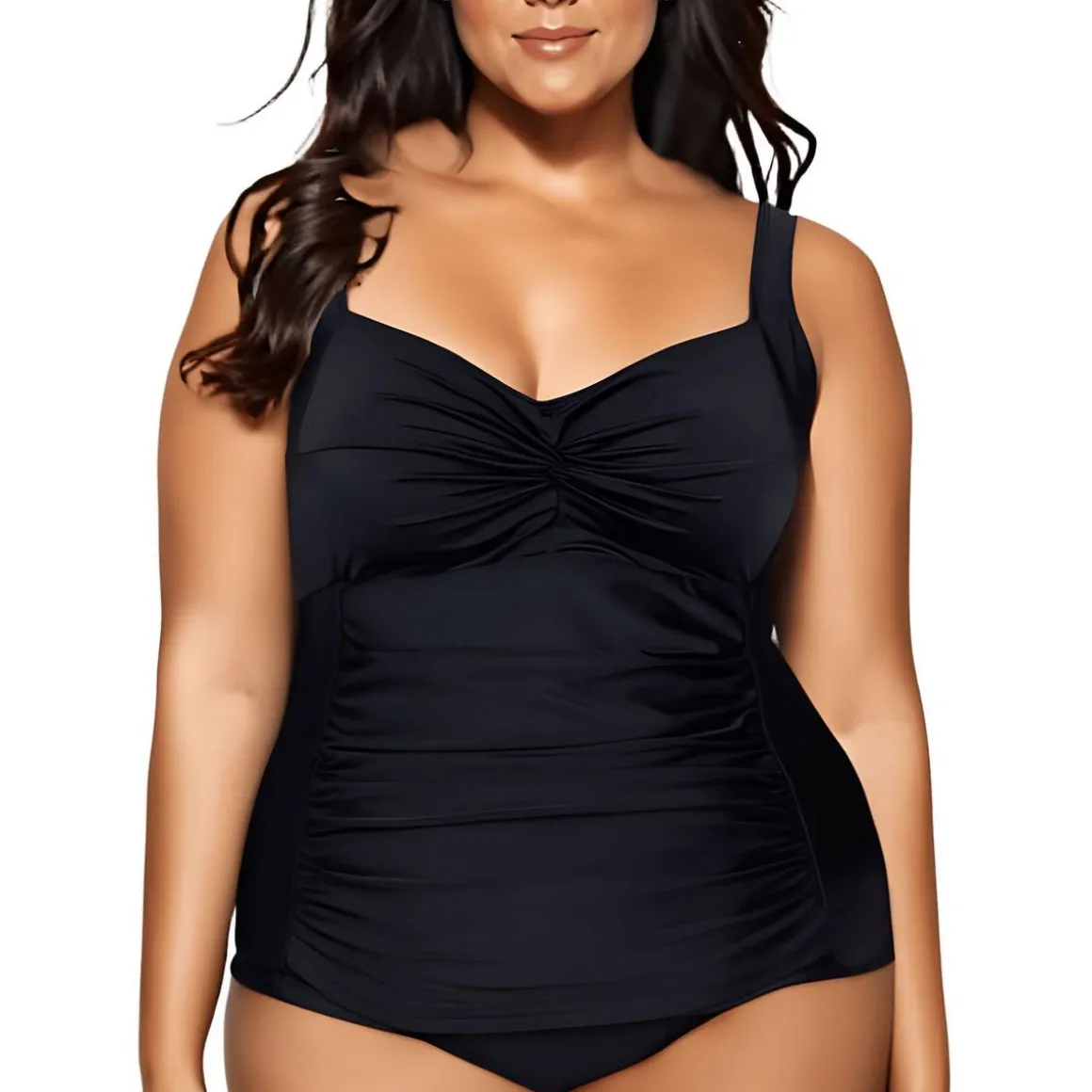 Plus Sasha Tankini Ruched Nylon Tankini Swim Top