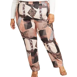 Plus Satin High Rise Straight Leg Pants