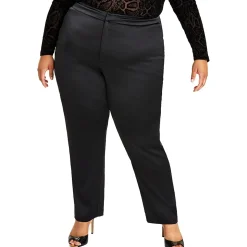 Plus Satin High Rise Straight Leg Pants