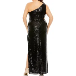 Plus Sequined Crepe Evening Dress