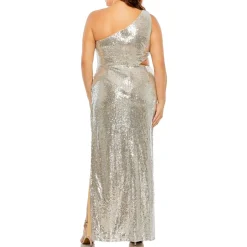 Plus Sequined Crepe Evening Dress