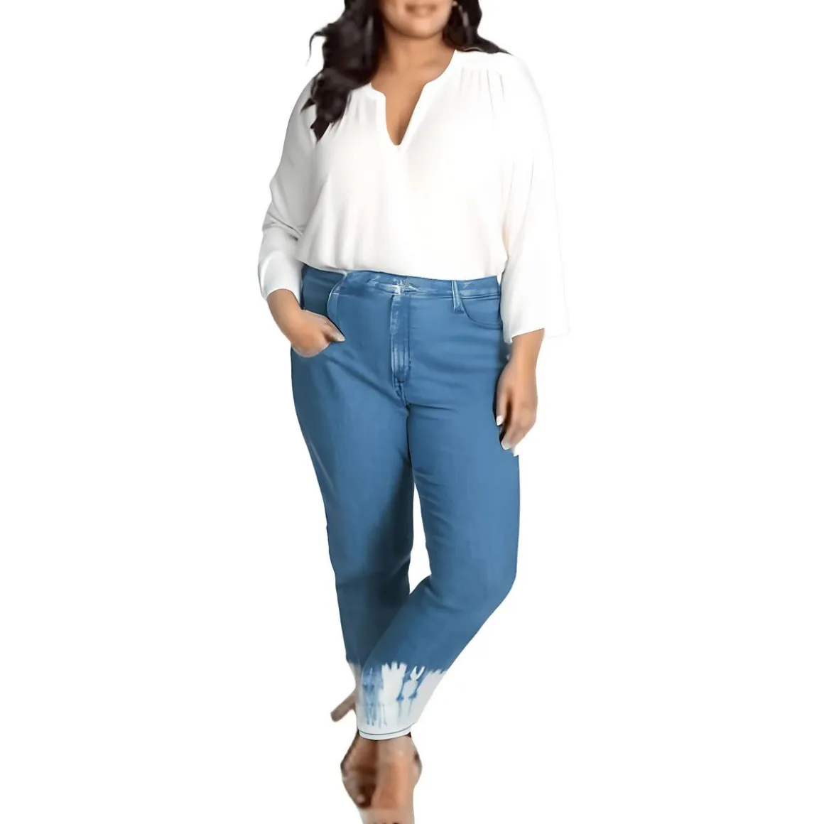 Plus Sheri Dip-Dye Denim Ankle Jeans