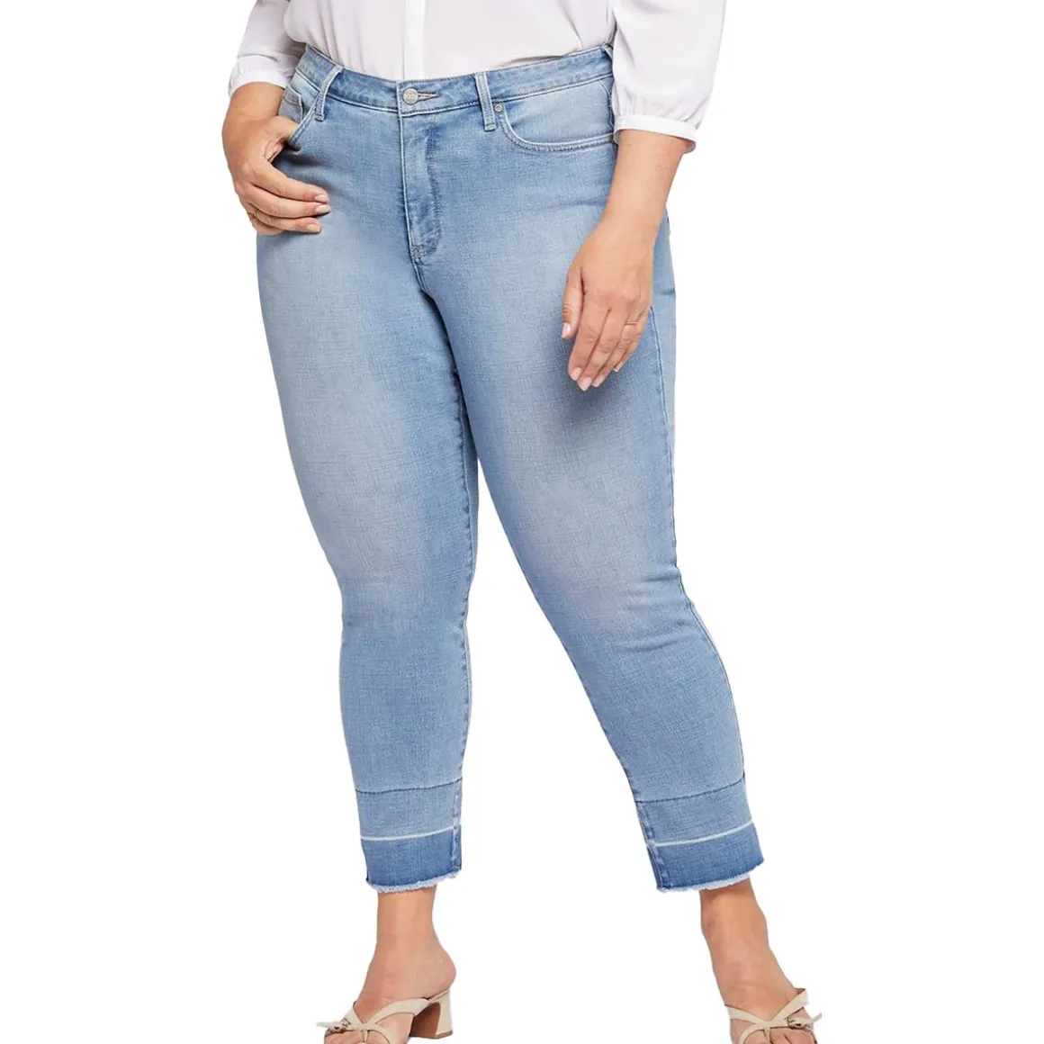 Plus Sheri Slim Lift Tuck Technology Raw Hem Ankle Jeans