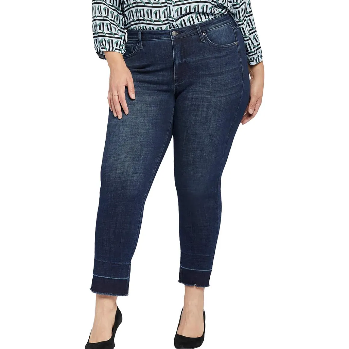 Plus Sheri Slim Lift Tuck Technology Raw Hem Ankle Jeans