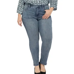 Plus Sheri Slim Mid-Rise Medium Wash Straight Leg Jeans