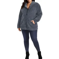 Plus Sherpa Hooded Fleece Jacket