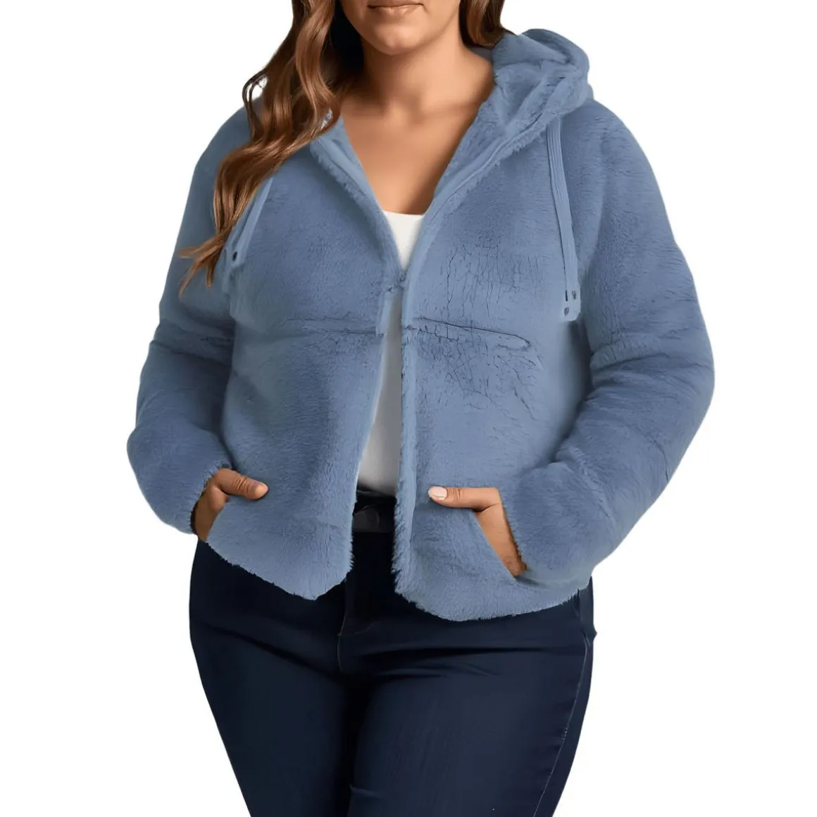 Plus Sherpa Hooded Fleece Jacket