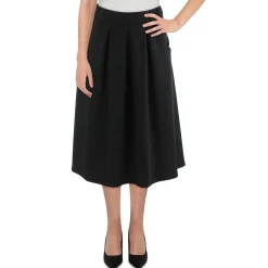 Plus Solid Pleated Skirt