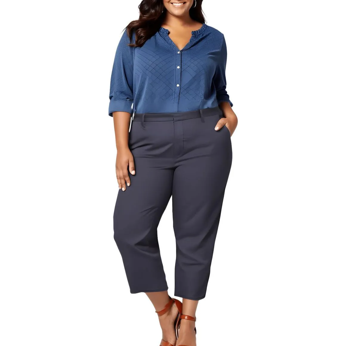 Plus Solid Trouser Pants