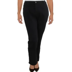 Plus Solid Denim Straight Leg Jeans