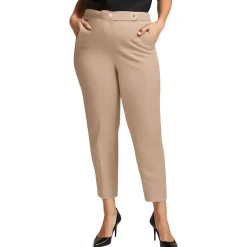 Plus Solid Linen Straight Leg Pants