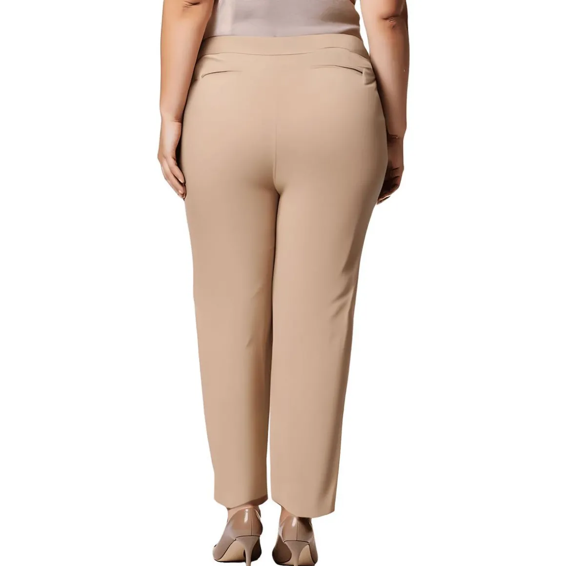 Plus Solid Linen Straight Leg Pants