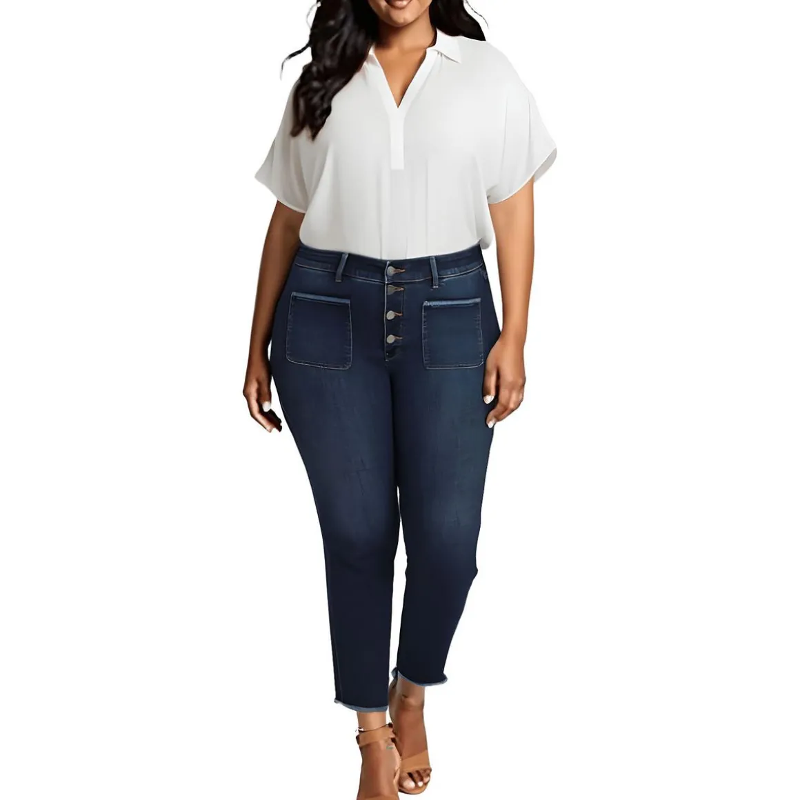 Plus Stretch Denim Straight Leg Jeans