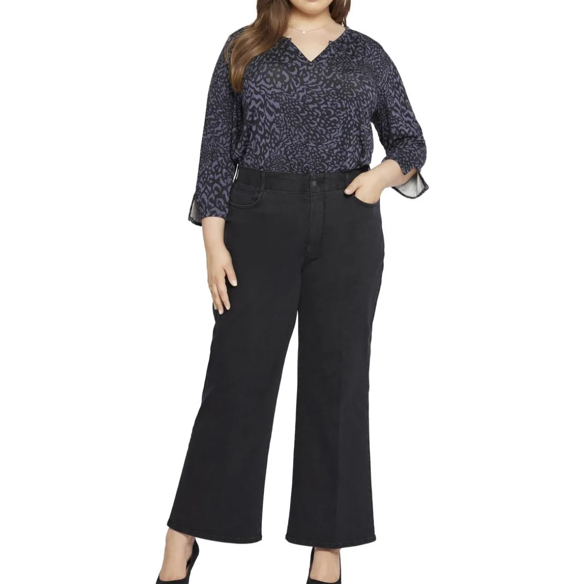 Plus Stretch Denim Wide Leg Jeans