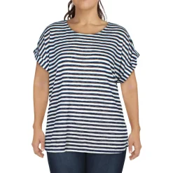 Plus Striped Rayon Pullover Top