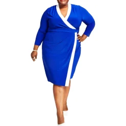 Plus Surplice Short Wrap Dress