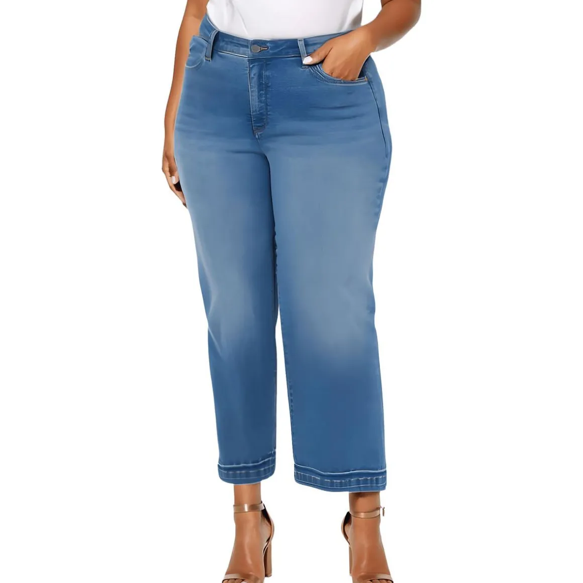 Plus Teresa Distressed Denim Ankle Jeans