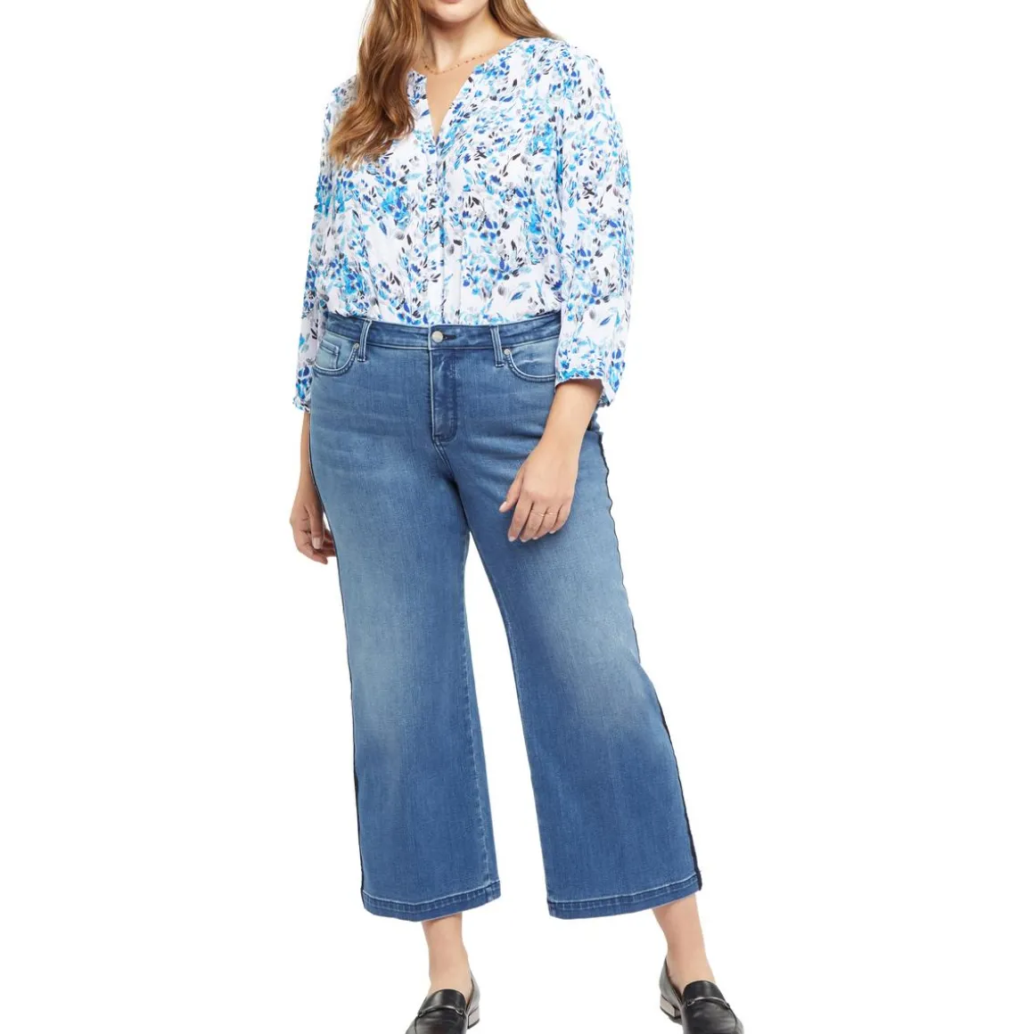 Plus Teresa Satin Trim Denim Ankle Jeans