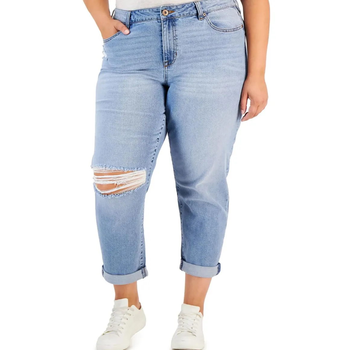 Plus The Bestie Mid Rise Distressed Ankle Jeans