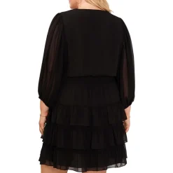 Plus Tiered Smocked Waist Wear To Work Dress