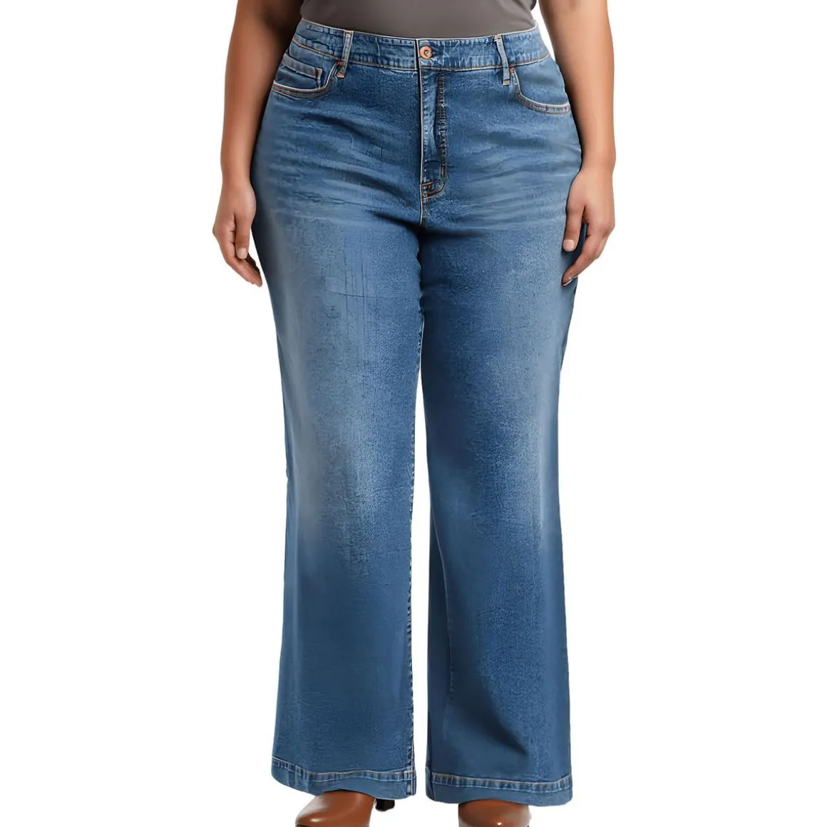 Plus True Love Pocket Denim Wide Leg Jeans