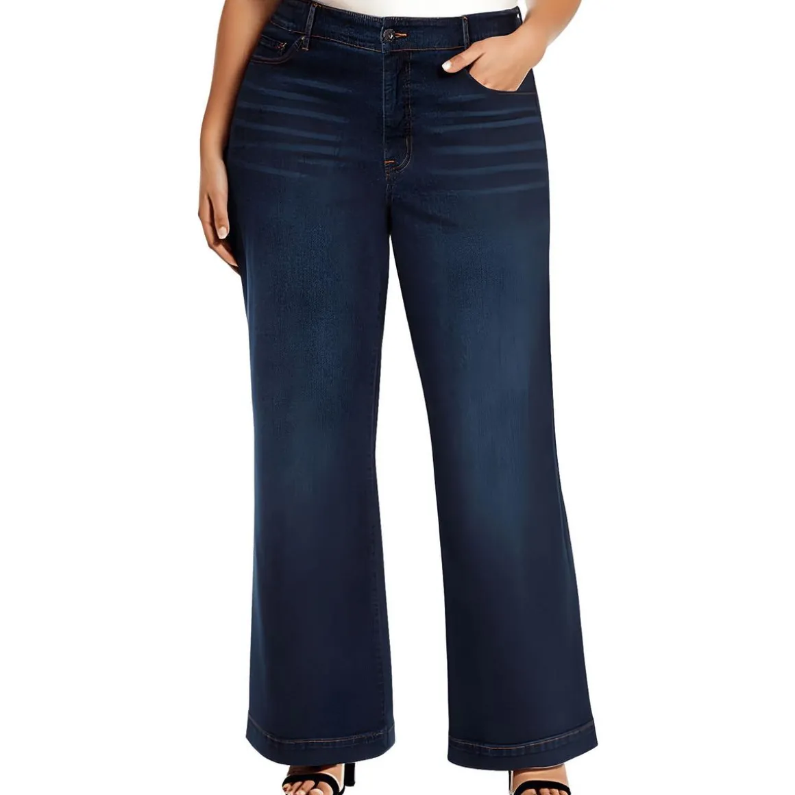 Plus True Love Pocket Denim Wide Leg Jeans