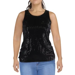 Plus U Neck Sequined Tank Top