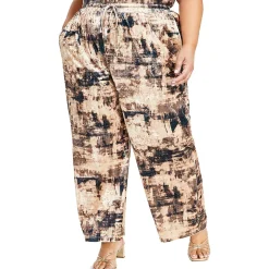 Plus Velvet Drawstring Wide Leg Pants