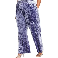 Plus Velvet Drawstring Wide Leg Pants