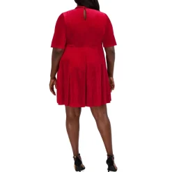 Plus Velvet Knee Fit & Flare Dress