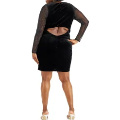 Plus Velvet Open Back Bodycon Dress