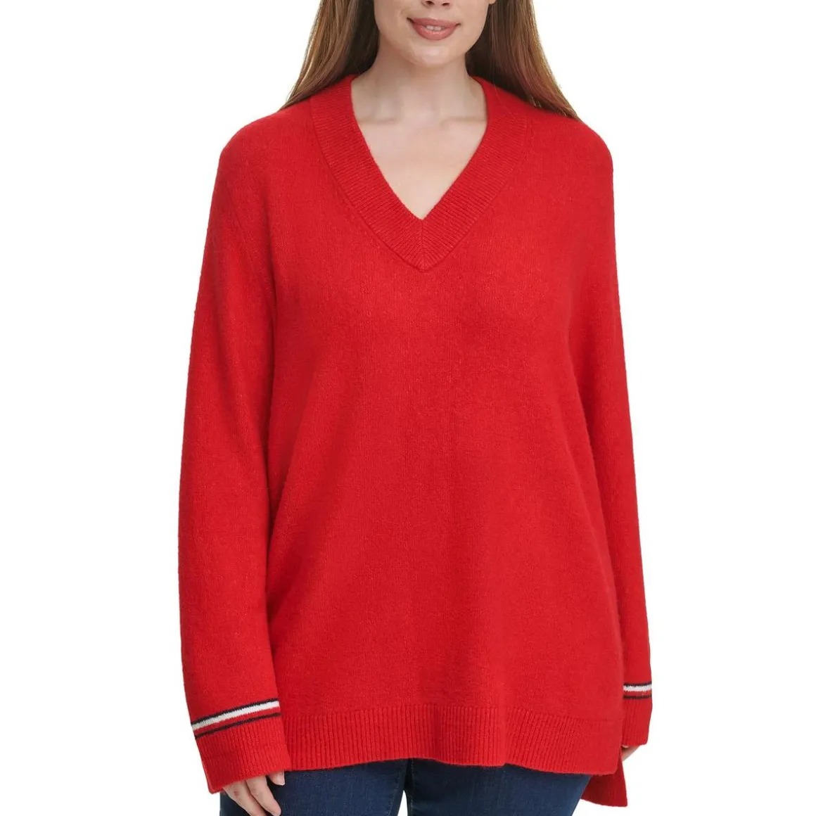 Plus V-Neck Cozy Pullover Sweater