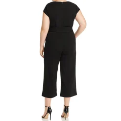 Plus V-Neck Solid Jumpsuit