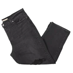 Plus Wedgie Distressed Dark Wash Straight Leg Jeans